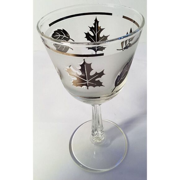 Vintage Libbey Silver Leaf Frosted Stemmed Wine /Cordial/Sherry Glasses Set Of 4 - Picture 2 of 7